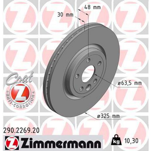 Zimmermann OE Coat Z Brake Rotor Single 325mm Front 290.2269.20