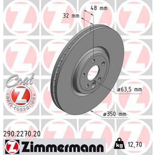 Zimmermann OE Coat Z Brake Rotor Single 350mm Front 290.2270.20