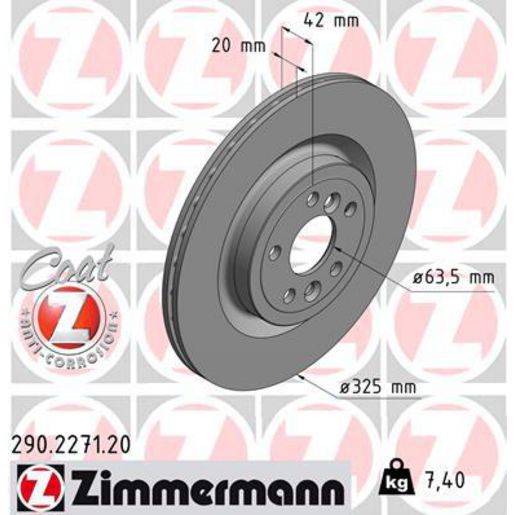 Zimmermann OE Coat Z Brake Rotor Single 325mm Rear 290.2271.20