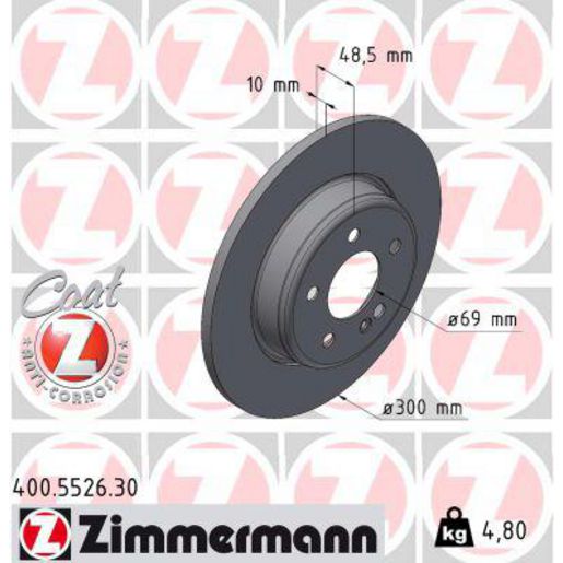 Zimmermann Formula S Brake Rotor Single 300mm Rear 400.5526.30