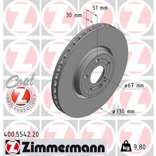 Zimmermann OE Coat Z Brake Rotor Single 330mm Front 400.5542.20
