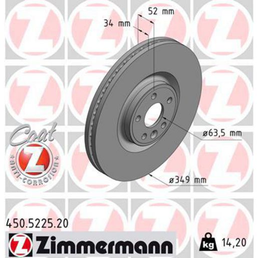 Zimmermann OE Coat Z Brake Rotor Single 349mm Front 450.5225.20