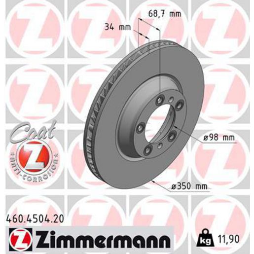 Zimmermann OE Coat Z Brake Rotor Single 350mm Front LH 460.4504.20