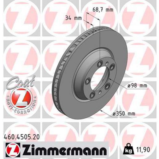 Zimmermann OE Coat Z Brake Rotor Single 350mm Front RH 460.4505.20