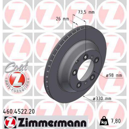 Zimmermann OE Coat Z Brake Rotor Single 330mm Rear 460.4522.20