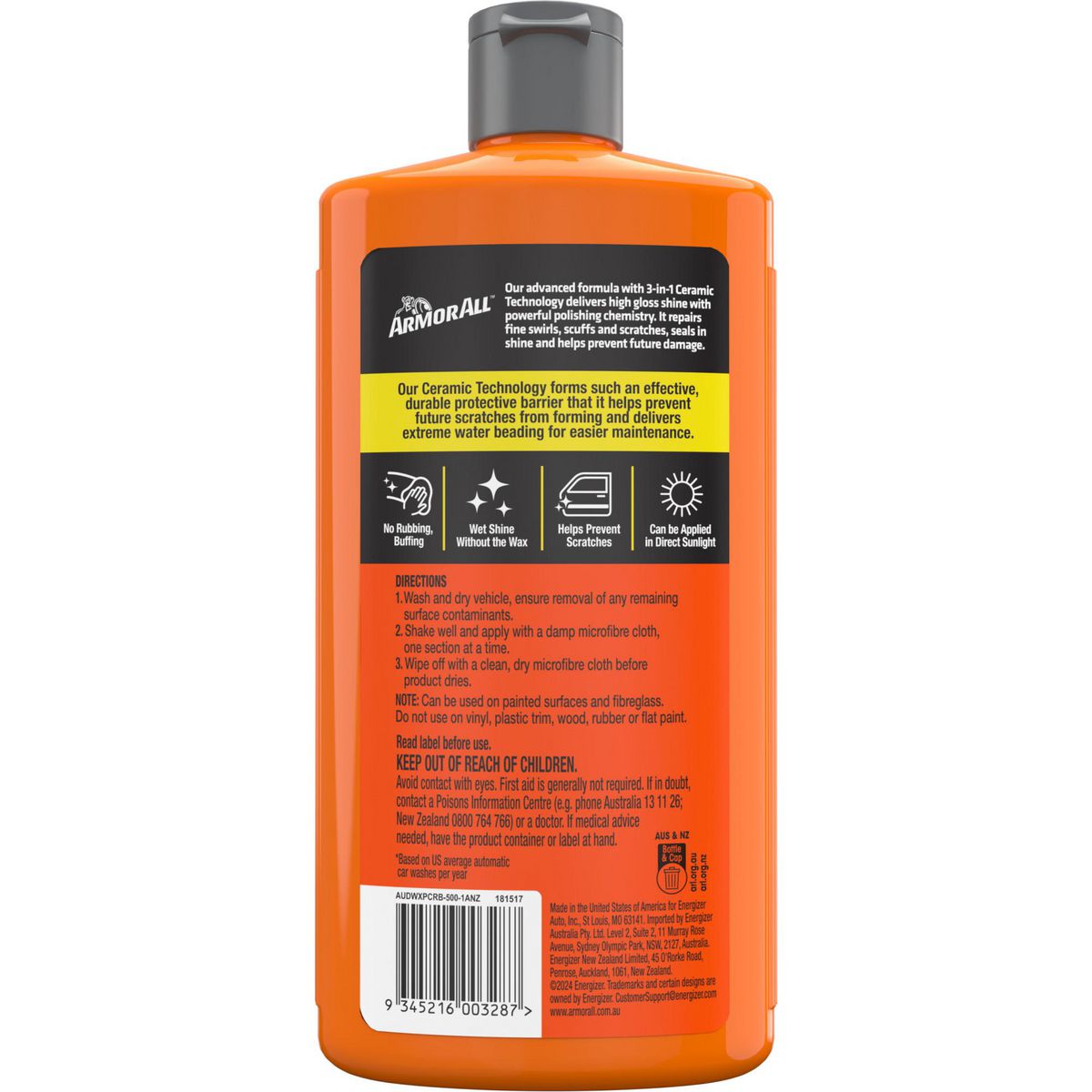 Armor All Ultra Shield Ceramic Polish & Sealant 500mL AUDWXPCRB-500-1ANZ