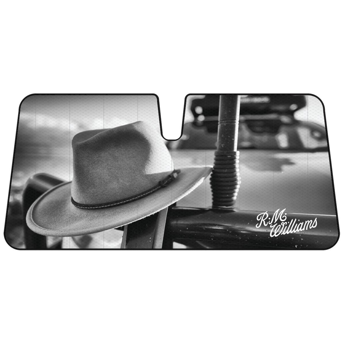 R.M. Williams Accordion Sunshade - Akubra Black/White Design WSRM24-BUSH