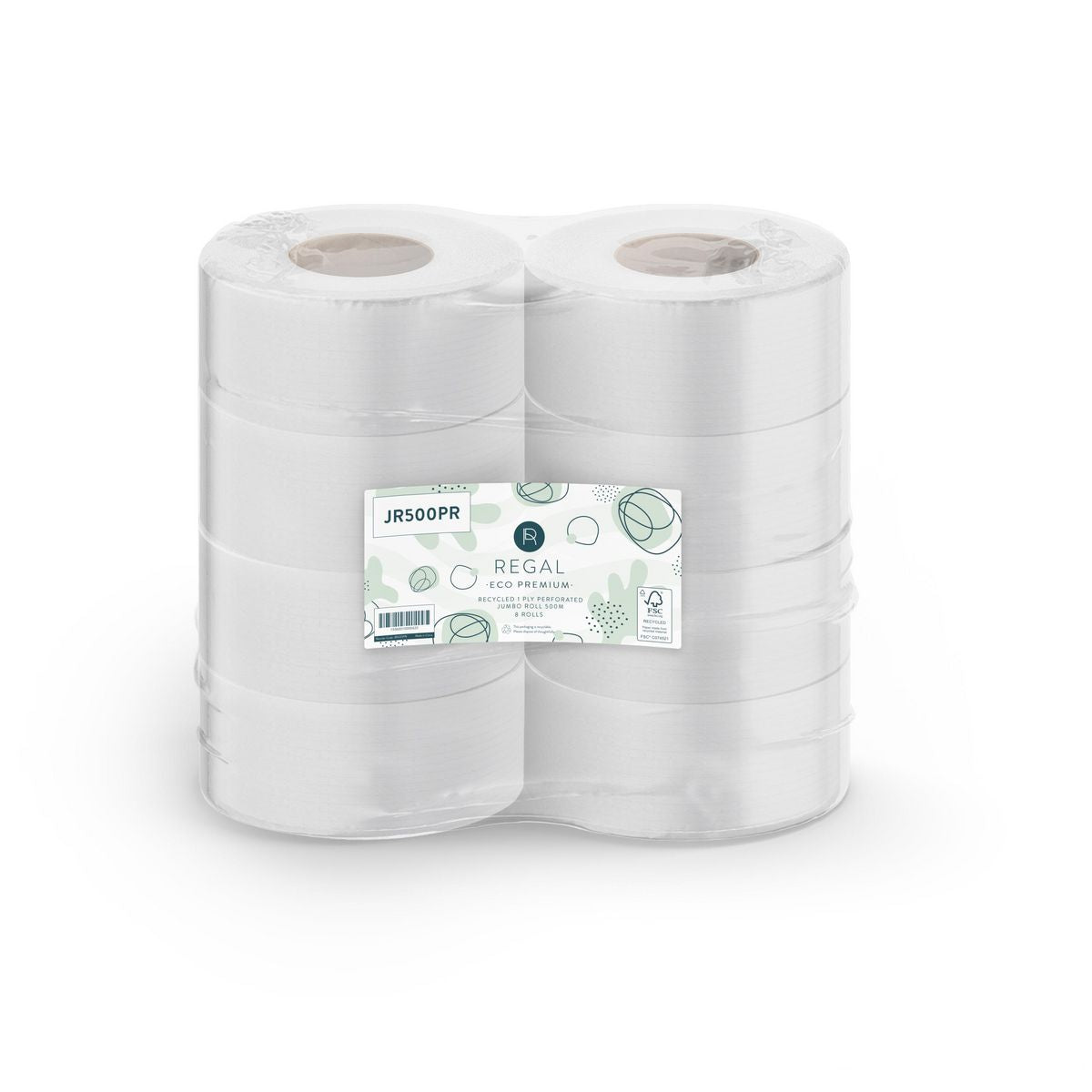 Trusoft Regal Eco Premium Recycled 1 Ply Perforated Jumbo Roll 500M X 8 JR500PR