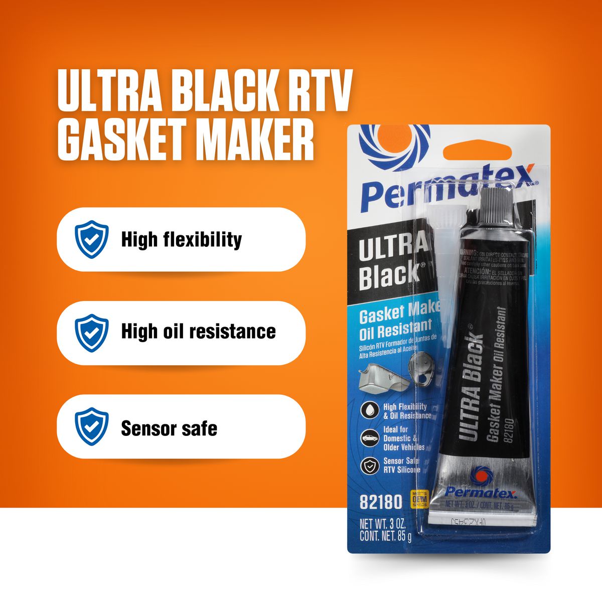 Permatex Ultra Black Max Oil Res Gasket Maker Cd 85G PX82180A