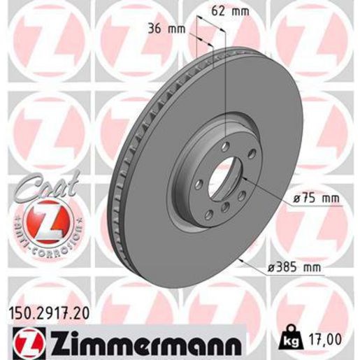Zimmermann OE Coat Z Brake Rotor Single 385mm Front LH 150.2917.20