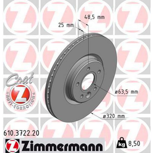 Zimmermann OE Coat Z Brake Rotor Single 320mm Front 610.3722.20