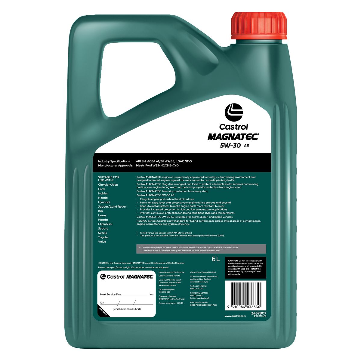 Castrol MAGNATEC 5W-30 A5 Engine Oil 6L 3437807