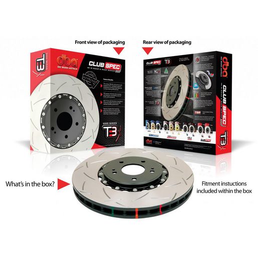 DBA 5000 Series Fully Assembled 2-Piece Black Hat Xs Crossdrilled/Slotted DBA52224V2BLKXS