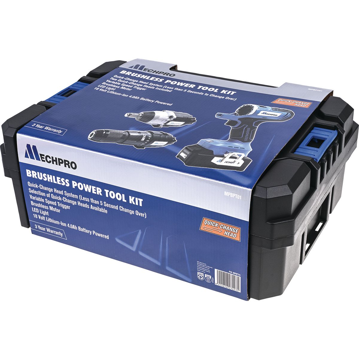 Mechpro 18V 34Pc Power Tool Starter Kit with Heavy Duty Case MPBPT01
