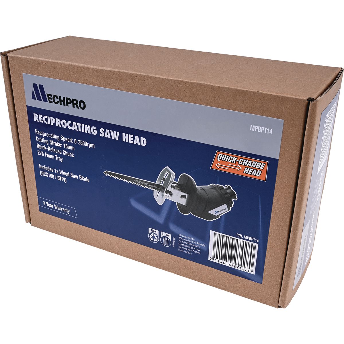 Mechpro 18V Reciprocating Saw Quick-Change Head Attachment MPBPT14