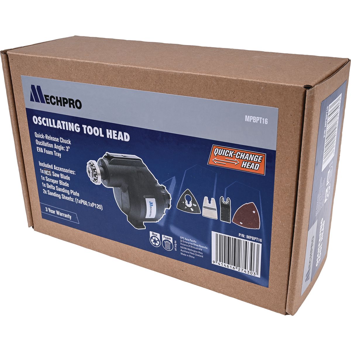 Mechpro 18V Oscillating MultiTool Quick-Change Head Attachment MPBPT16