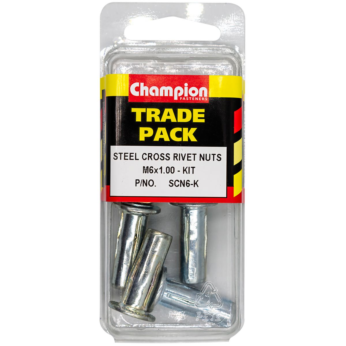 Champion Fasteners Steel Cross Rivet Nuts - M6X1.00 - Kit SCN6-K