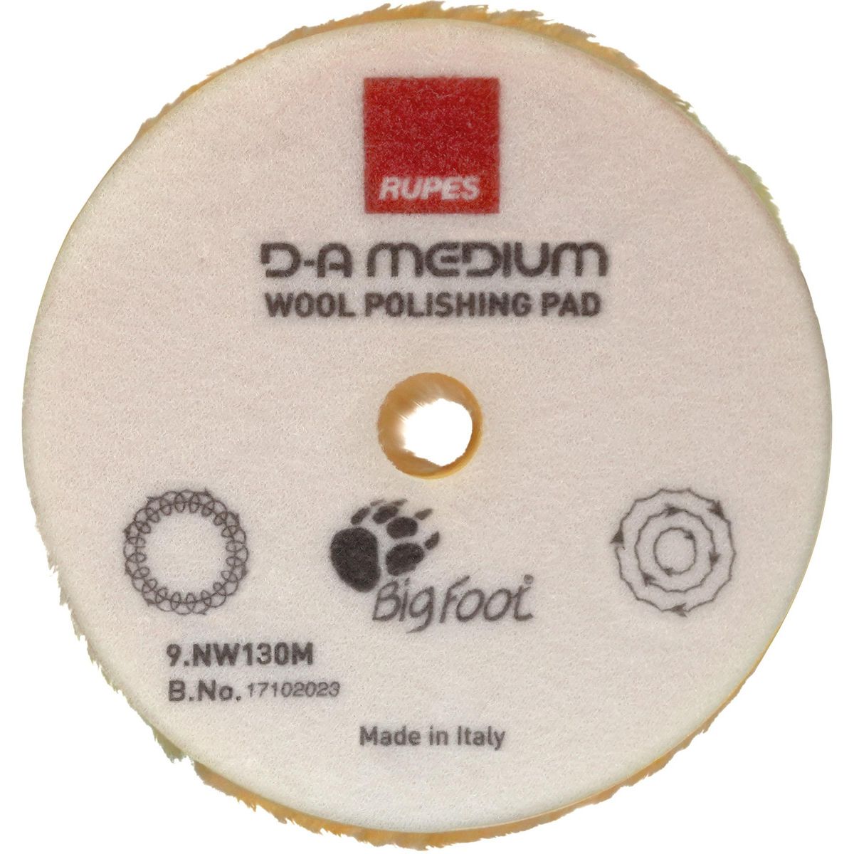 Rupes Bigfoot Da Wool Precision Polishing Pad Yellow Medium 130Mm 9.NW130M
