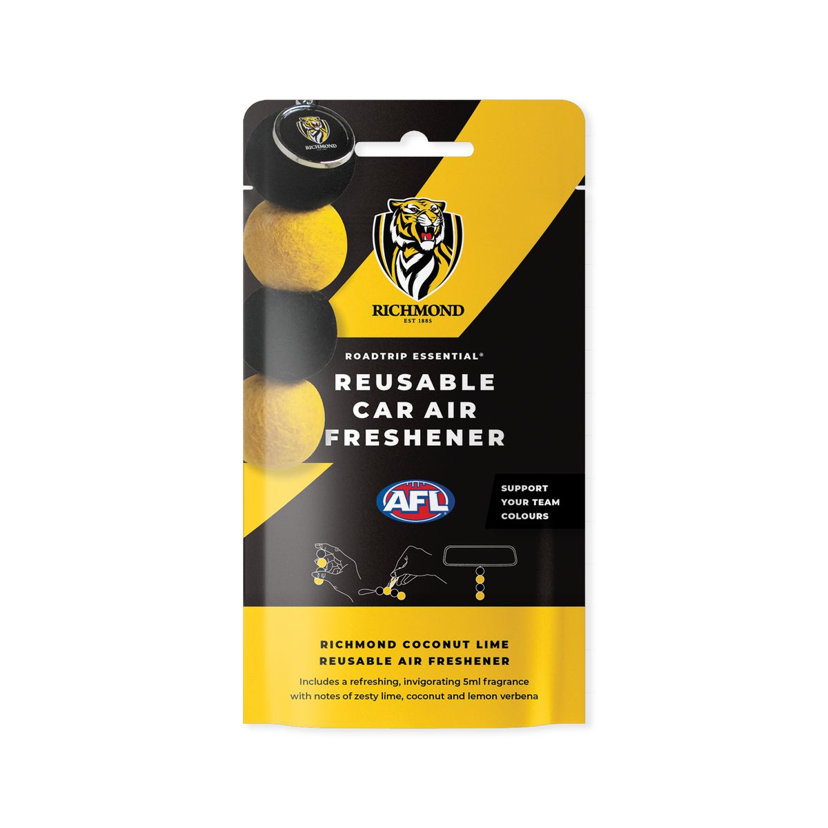 Smellyballs Richmond Tigers Reusable Car Air Freshener Set AFL445AL