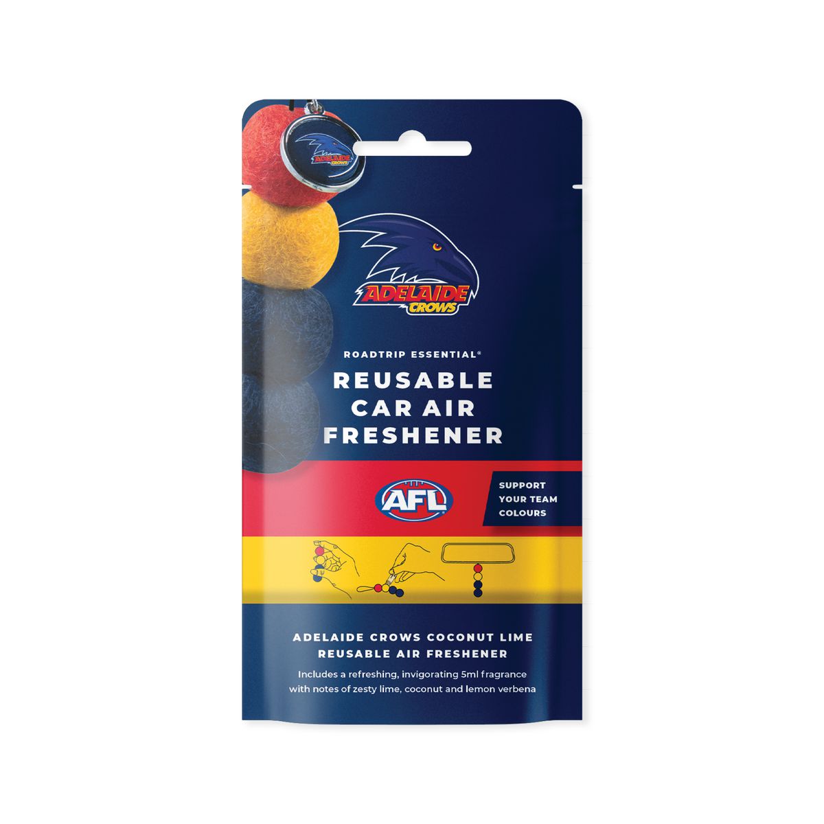 Smellyballs Adelaide Crows Reusable Car Air Freshener Set AFL445AA