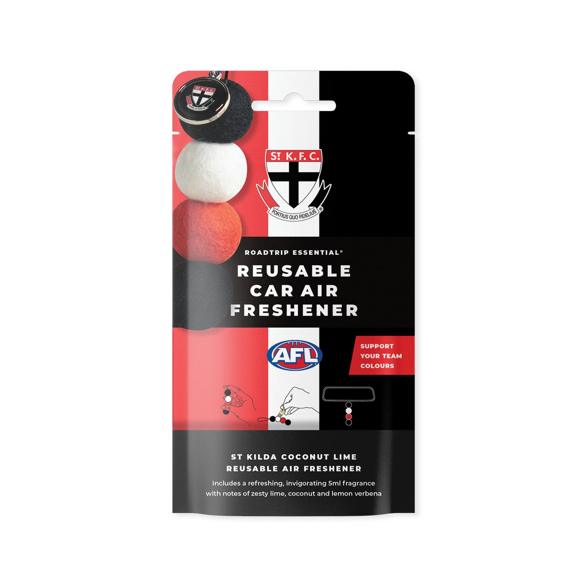 Smellyballs St Kilda Saints Reusable Car Air Freshener Set AFL445AM