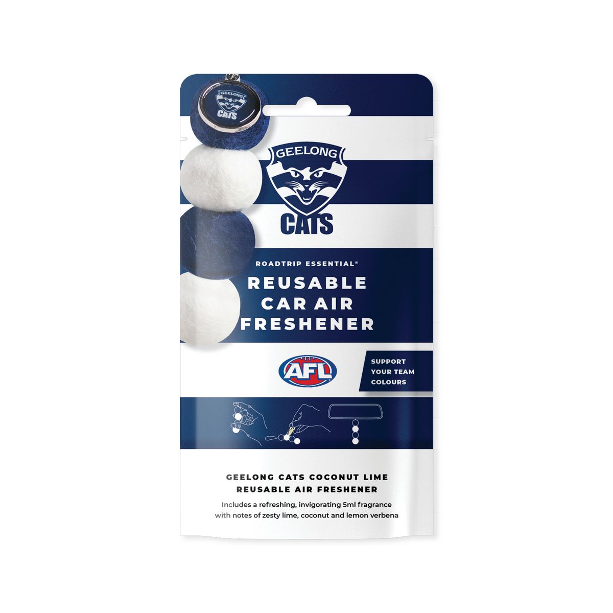 Smellyballs Geelong Cats Reusable Car Air Freshener Set AFL445AG