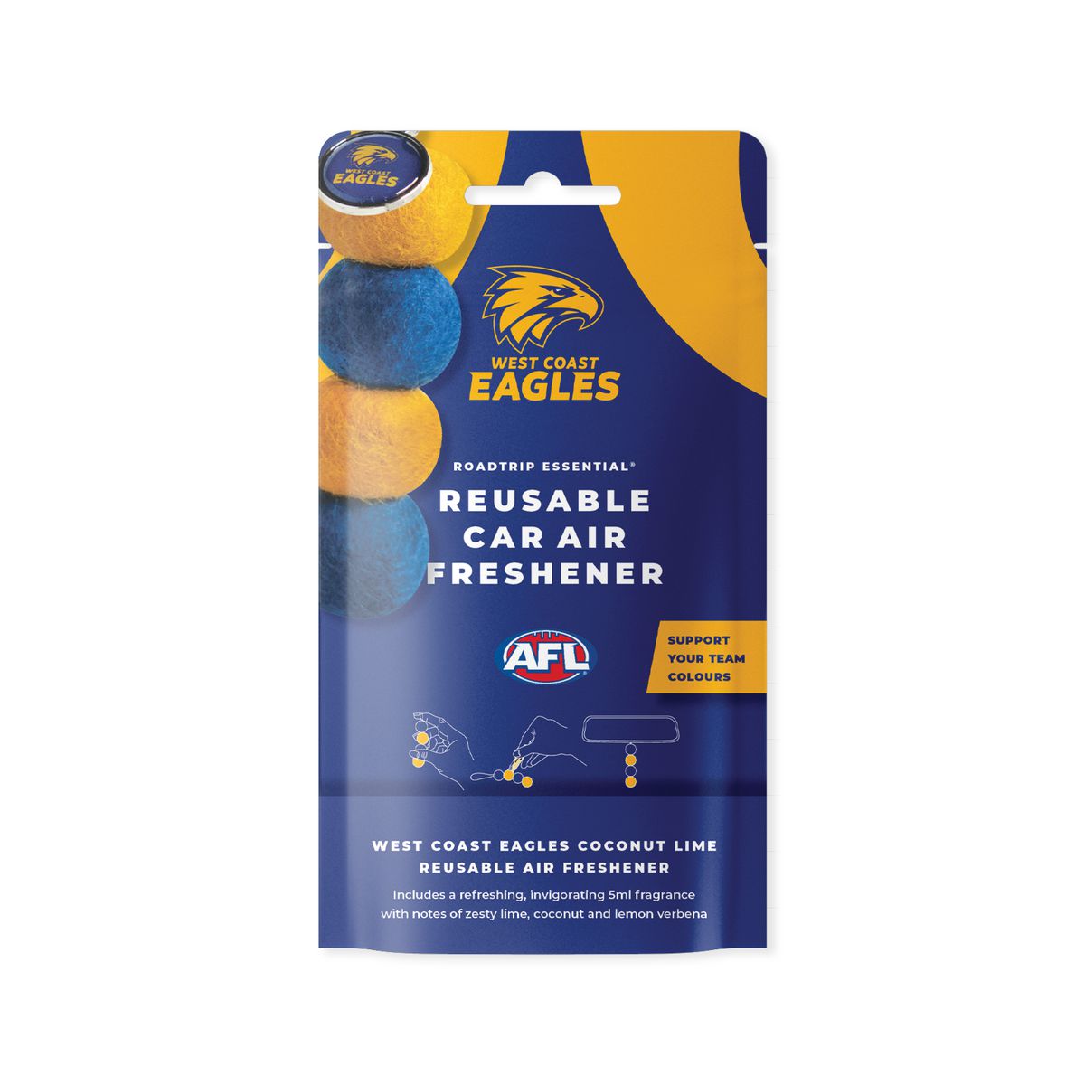 Smellyballs West Coast Eagles Reusable Car Air Freshener Set AFL445AO