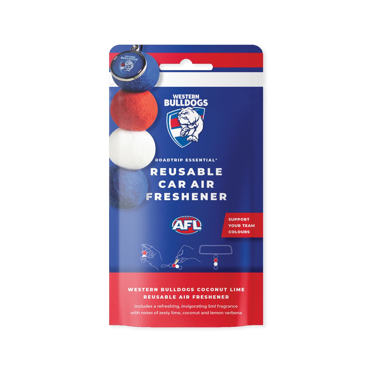 Smellyballs Western Bulldogs Reusable Car Air Freshener Set AFL445AP