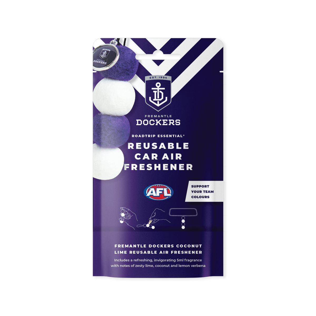 Smellyballs Fremantle Dockers Reusable Car Air Freshener Set AFL445AF