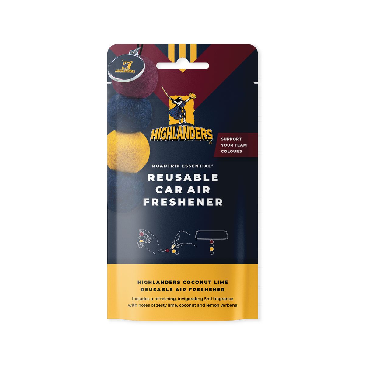 Smellyballs Dunedin Highlanders Reusable Air Freshener RTNZSRDH