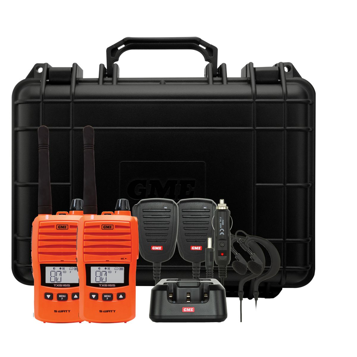GME 5/1 Watt UHF CB Handheld Radio - Orange Twin Pack TX6165OTP