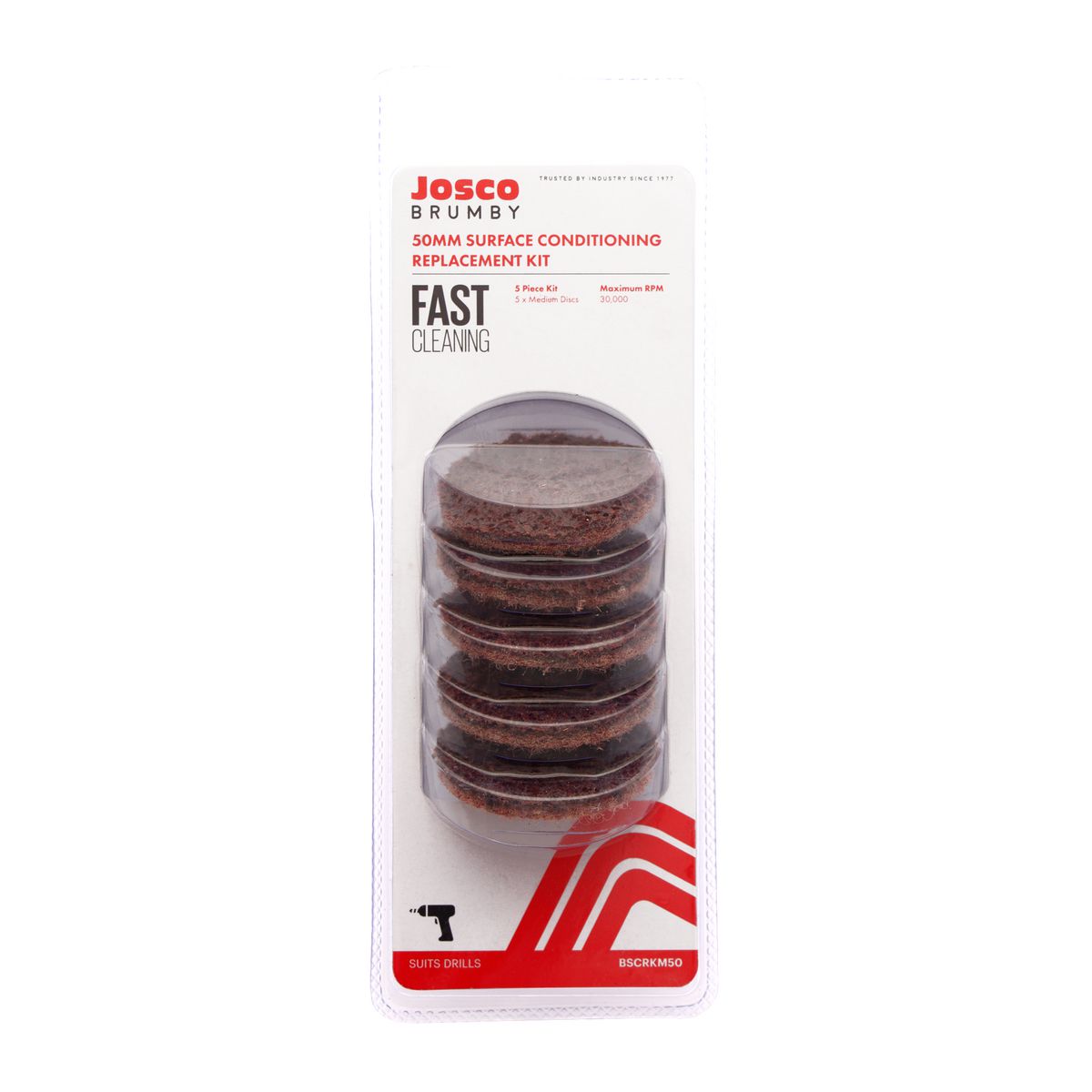 Josco Surface Conditioning Replacement Kit 50mm Medium 5Pc BSCRKM50