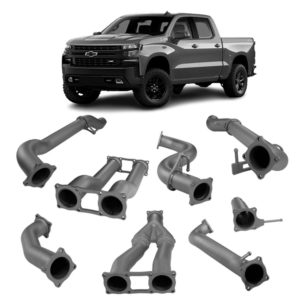 Redback Extreme Duty Exhaust 4in to Twin 3in Cat Back (No Cat & No Muffler/Pipe Only) CSX80300-PO