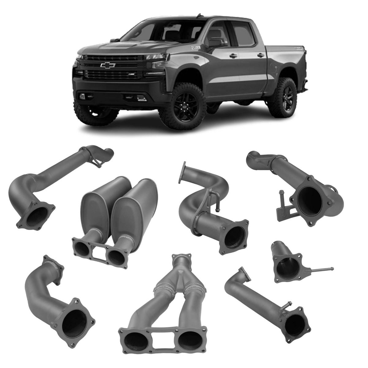 Redback Extreme Duty Exhaust 4in to Twin 3in Cat Back (No Cat With Resonator) CSX80300-PR