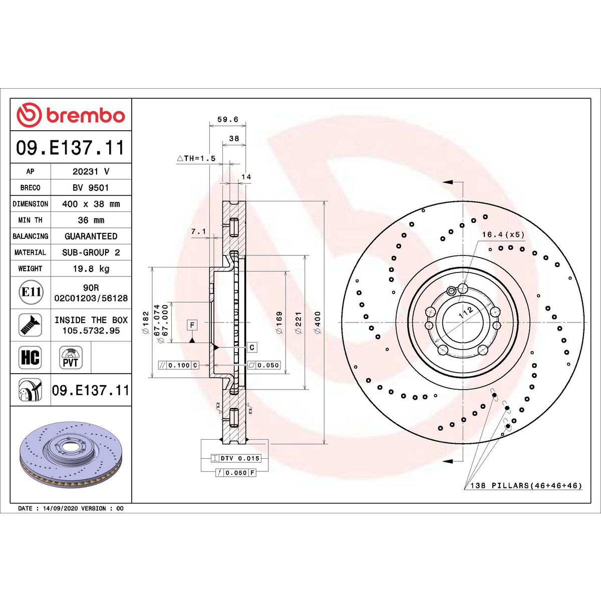 Brembo Brake Disc Single 09.E137.11