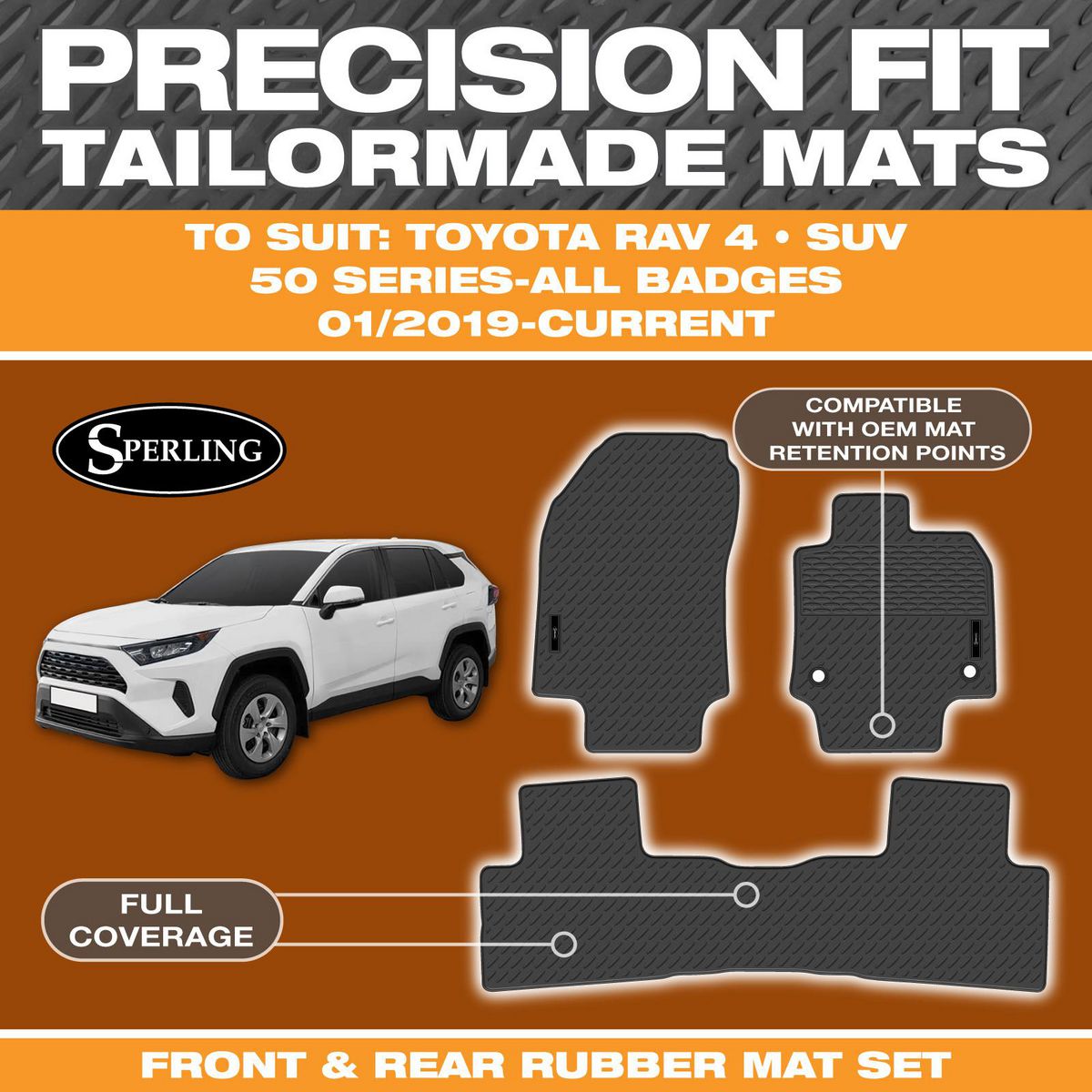 Sperling Precision Fit Front & Rear Floor Mat Set Black MRBTY011BLK2RW