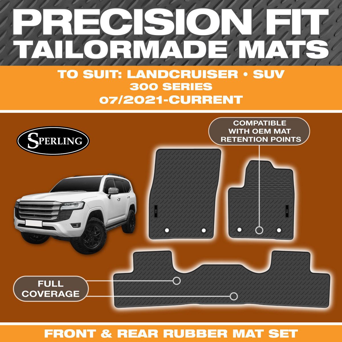 Sperling Precision Fit Front & Rear Floor Mat Set Black MRBTY010BLK2RW