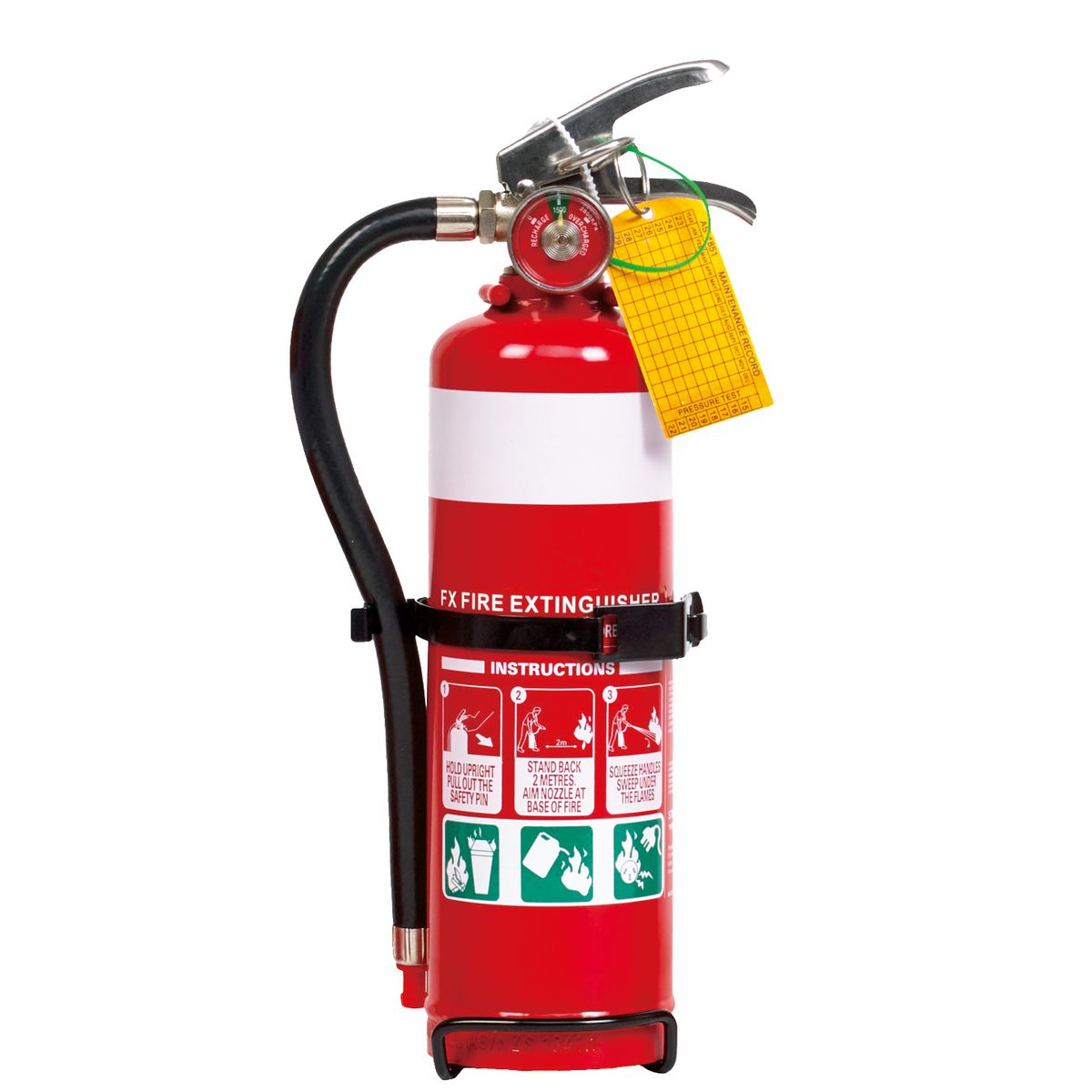 FX Services Fire Extinguisher 1Kg ABE - Dry Chemical Powder fitted with hose FE1ABEH