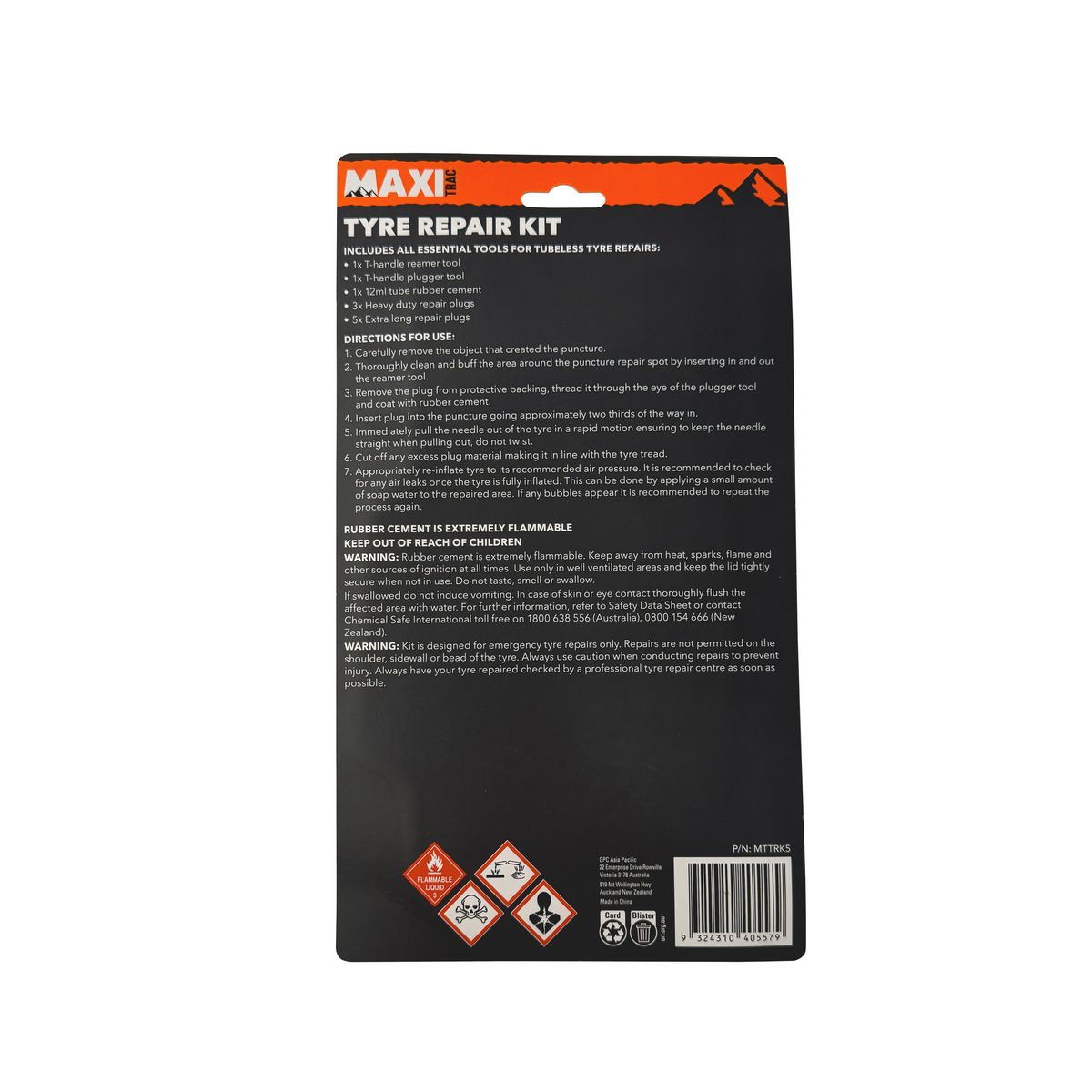 MaxiTrac 11 Piece Tyre Repair Kit MTTRK5