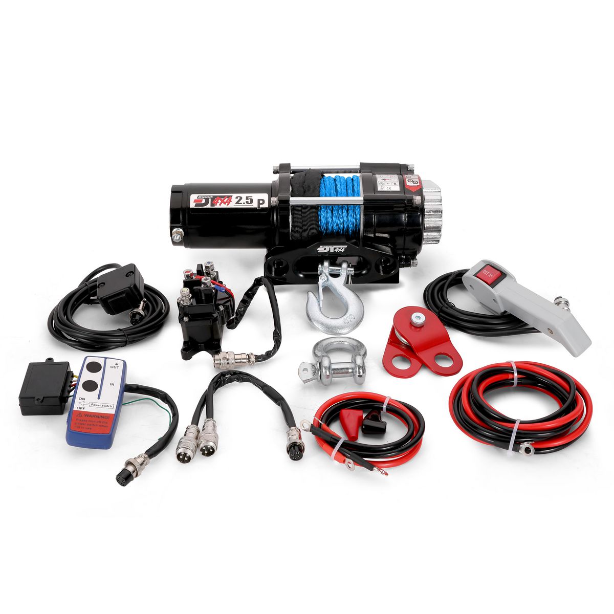 Drivetech 4X4 2500lb 12V ATV/Trailer Winch with Synthetic Rope DTW250012VD