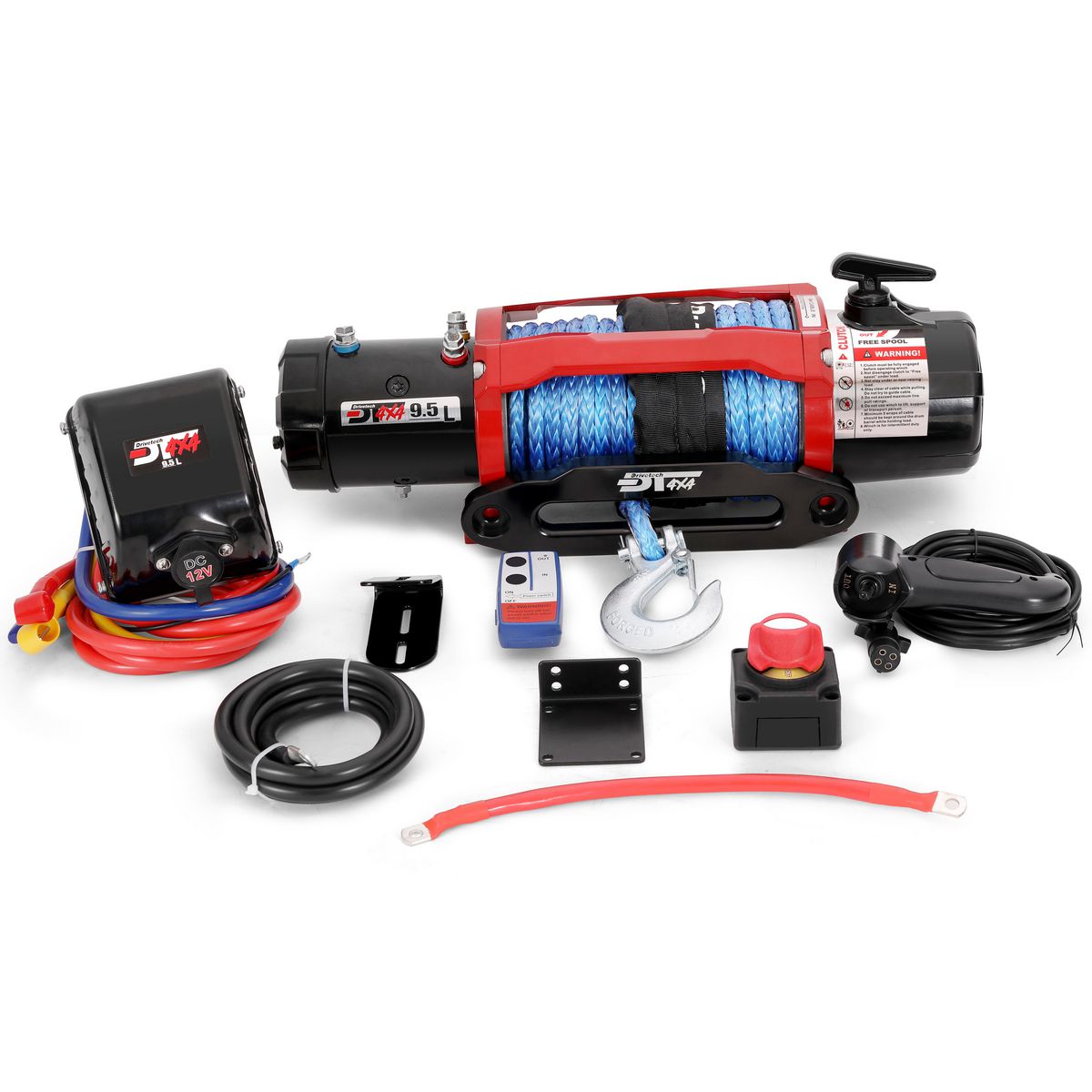 Drivetech 4X4 9500lb 12V 4X4 Winch with Synthetic Rope DTW950012VD