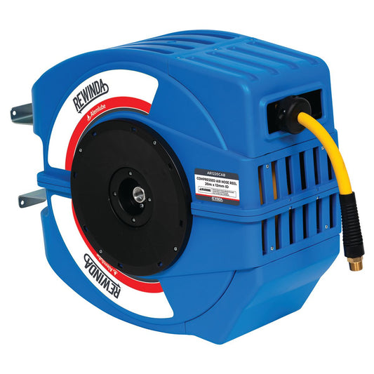 Alemlube Rewinda Series air hose reel blue  20m x 1/2in ID hybrid polymer hose AR1220CAB