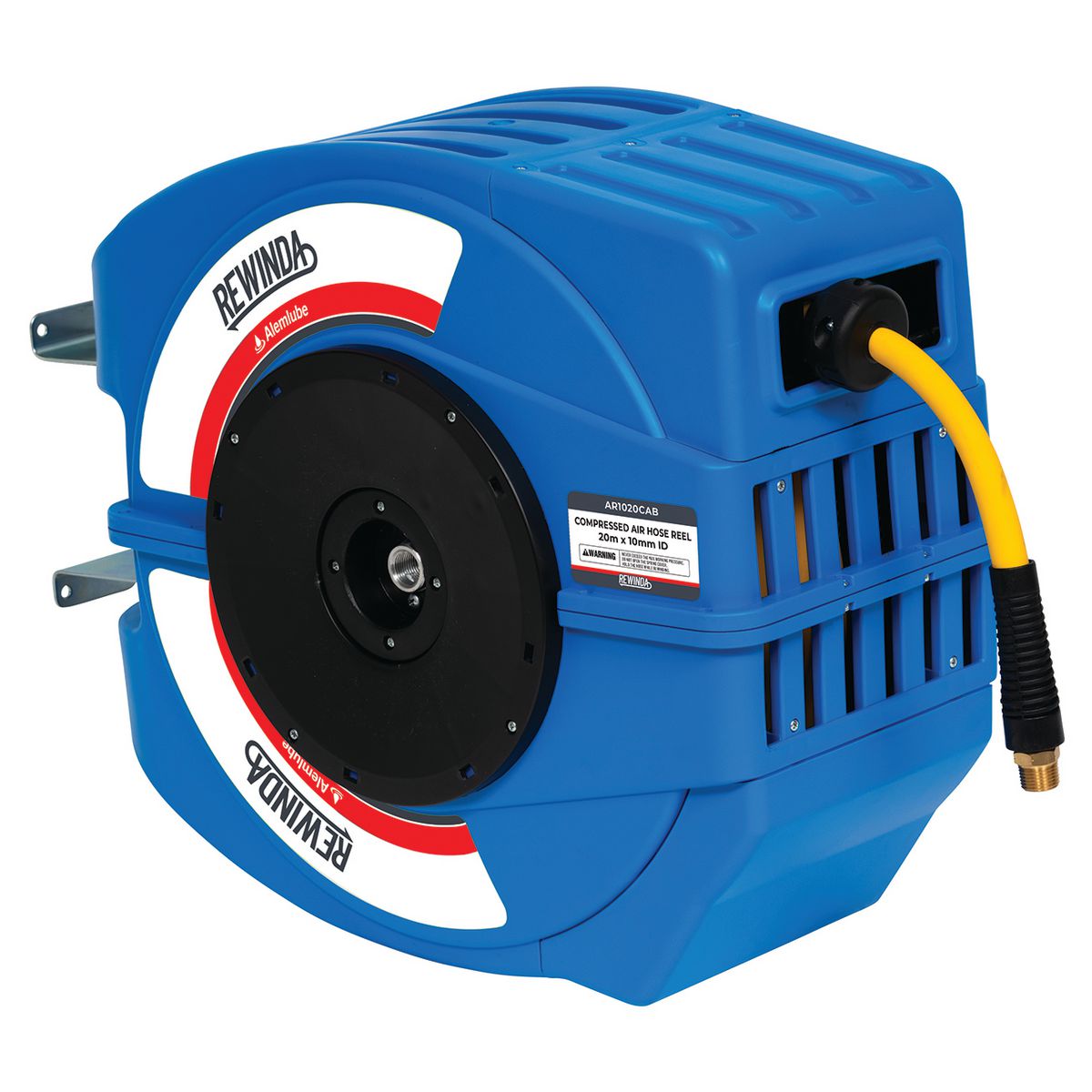 Alemlube Rewinda Series air hose reel blue  20m x 3/8in ID hybrid polymer hose AR1020CAB