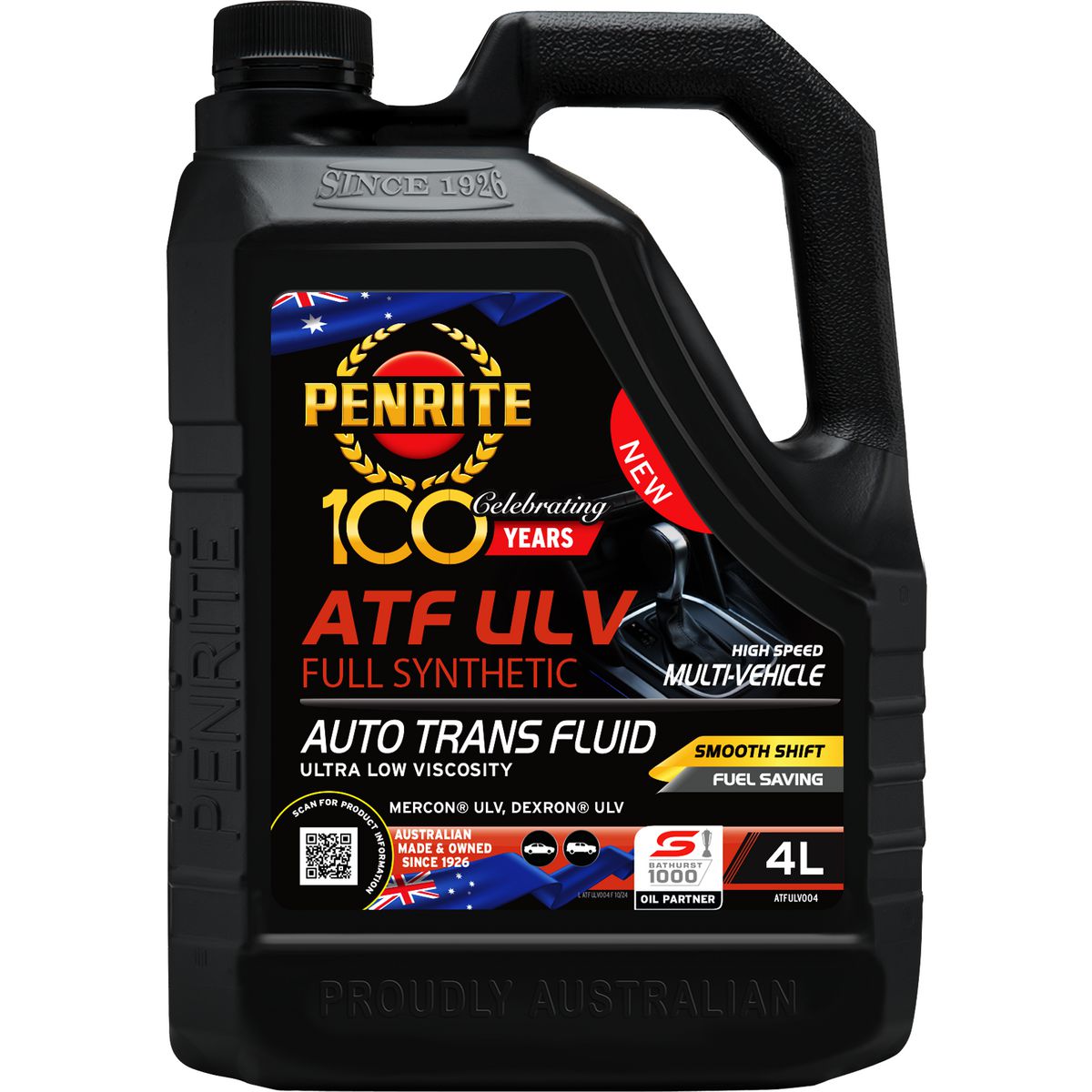 Penrite ATF Multivehicle Full-Syn Ultra-Low Viscosity Auto Trans Fluid 4L ATFULV004