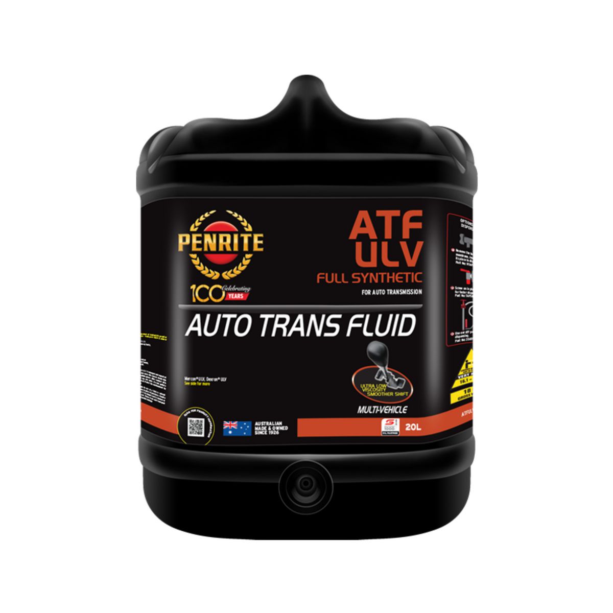 Penrite ATF Multivehicle Full-Syn Ultra-Low Viscosity Auto Trans Fluid 20L ATFULV020