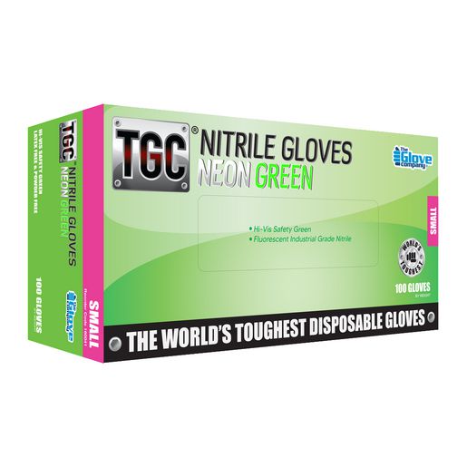 The Glove Company TGC Neon Green Nitrile Disposable Gloves - Small - Box Of 100 160041