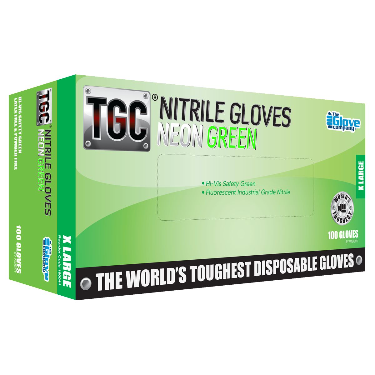 The Glove Company TGC Neon Green Nitrile Disposable Gloves - XLarge - Box Of 100 160044