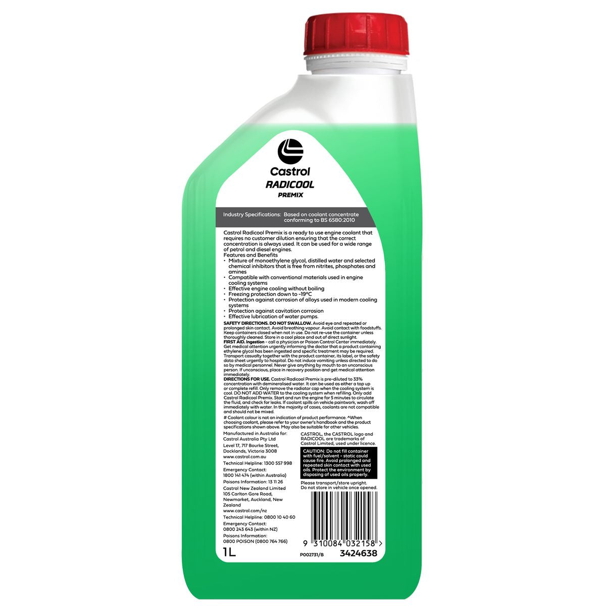 Castrol RADICOOL Premix Engine Coolant 1L 3424638