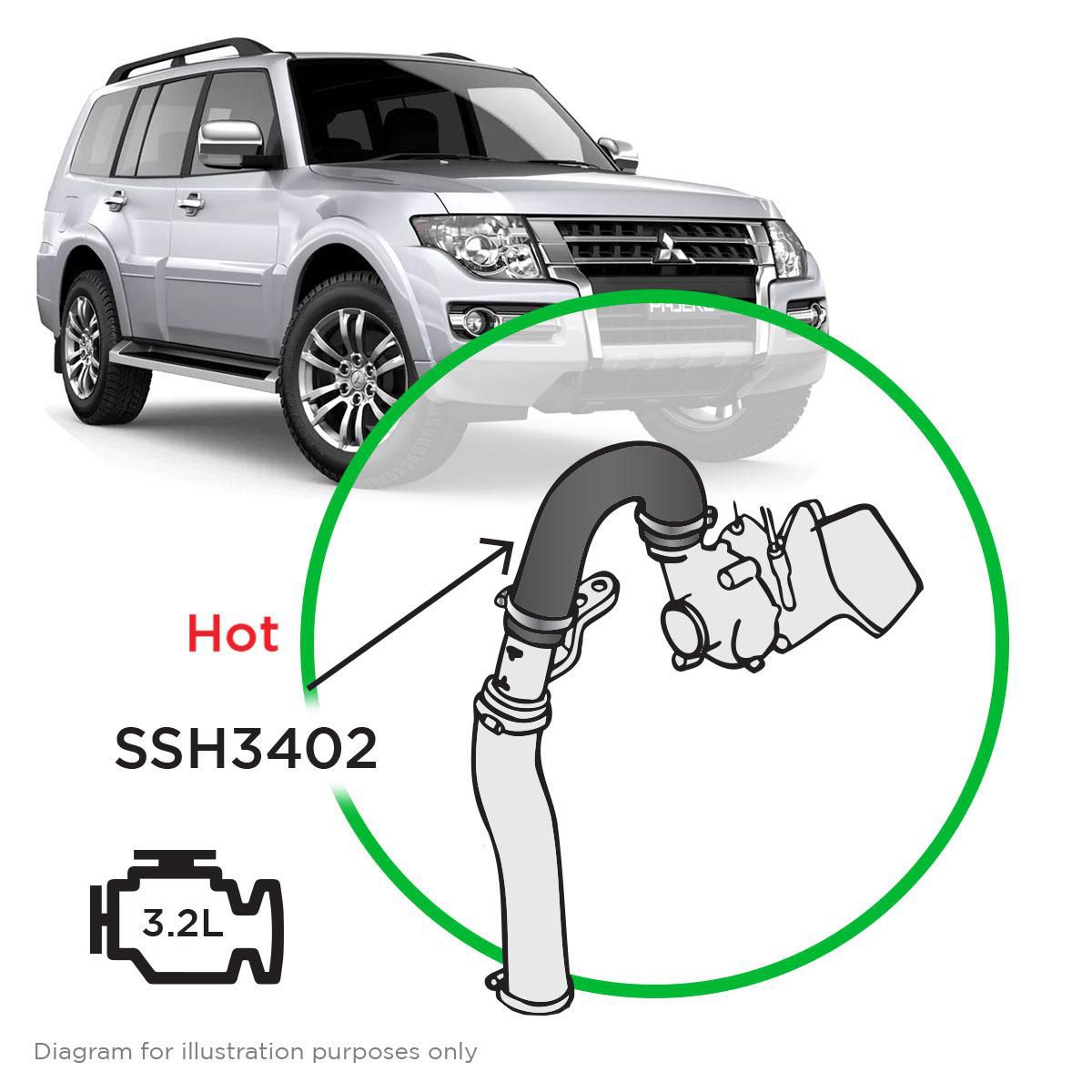 SAAS Silicone intercooler pipe Mits Pajero 3.2 NS-NW small SSH3402