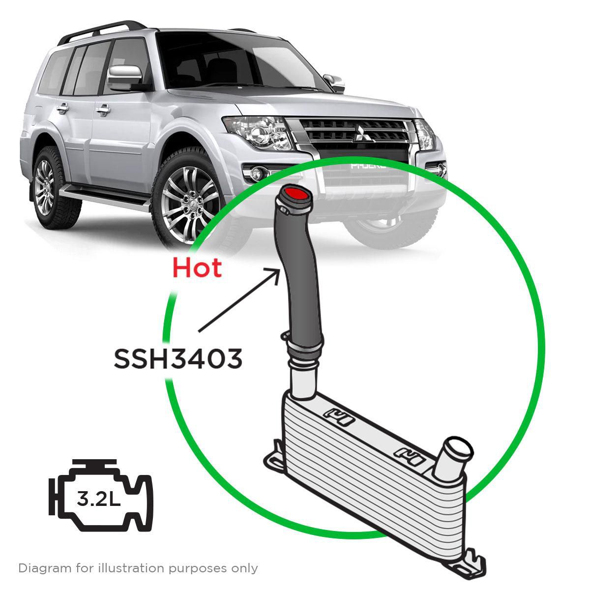 SAAS Silicone intercooler pipe Mits Pajero 3.2 NS-NW SSH3403